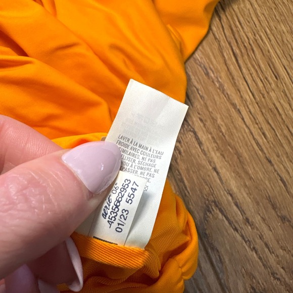 Aerie Shine Plunge Ruched One Piece Cheekiest Womens Large Orange Swimsuit beach - Picture 11 of 11